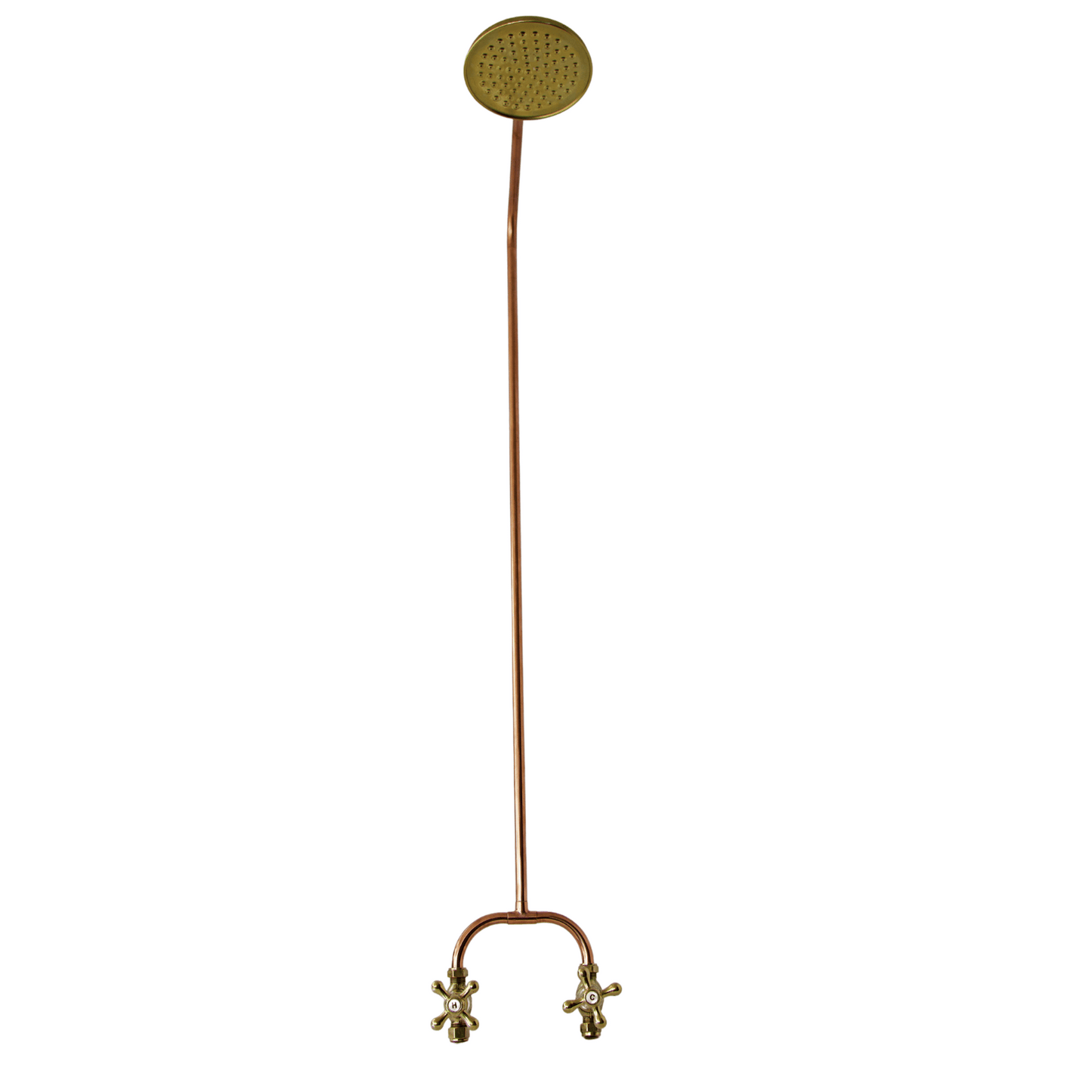 Exposed solid brass and copper shower set with curve finish
