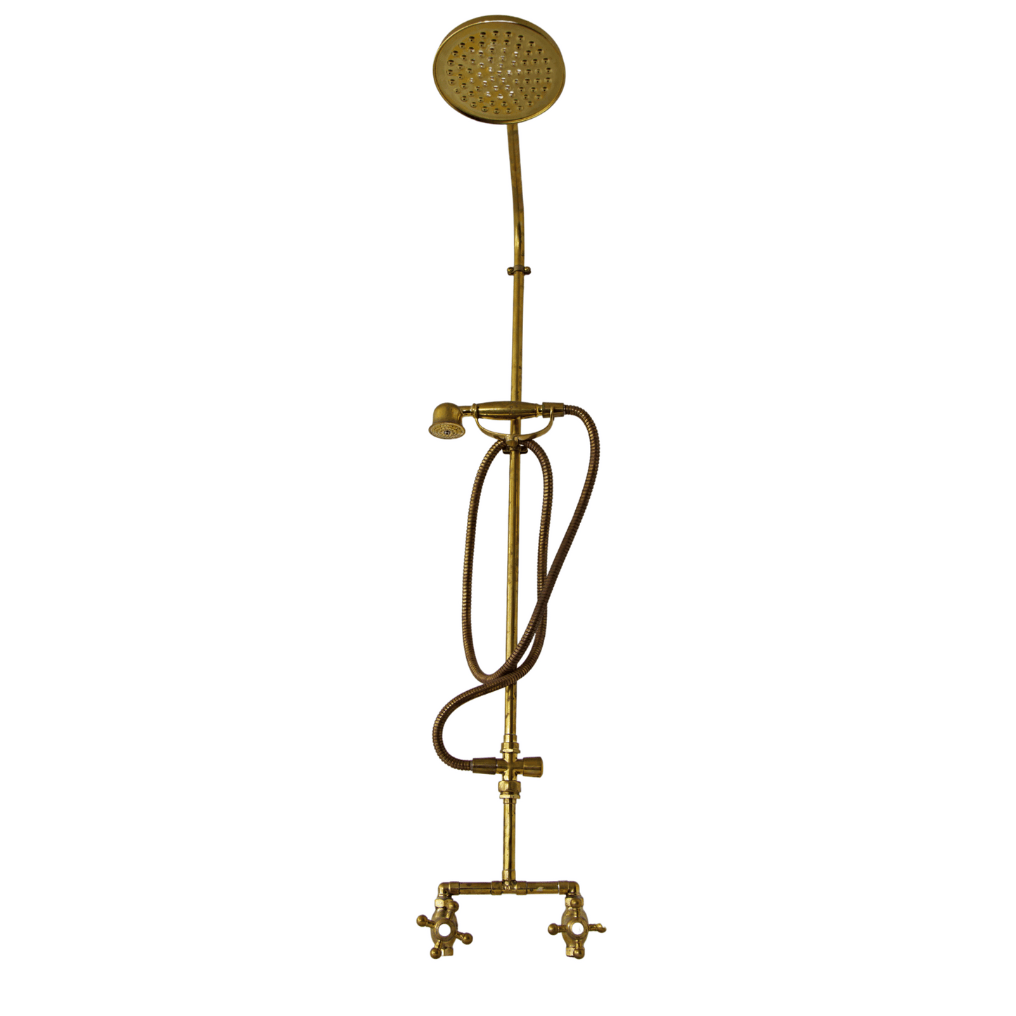 Exposed solid brass shower set with hand shower