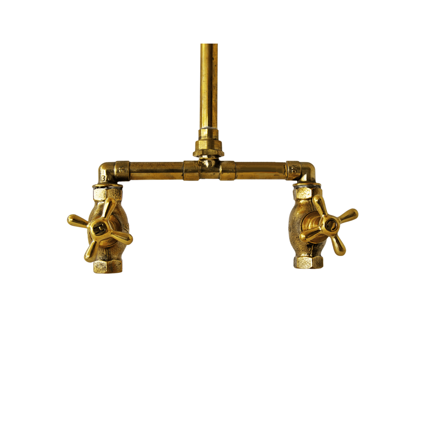 Exposed solid brass and copper shower set with straight finish