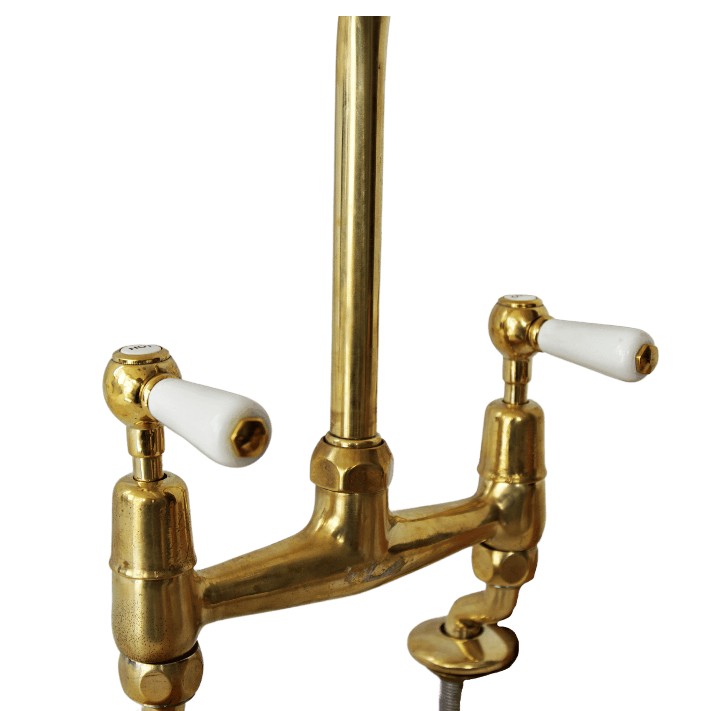 Solid brass Pillar Kitchen mixer with porcelain handles