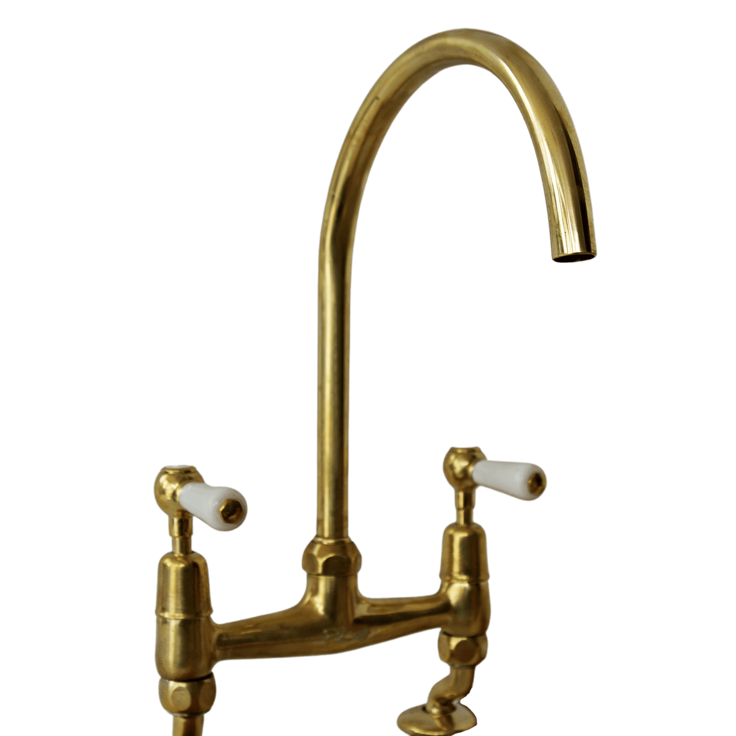 Solid brass Pillar Kitchen mixer with porcelain handles