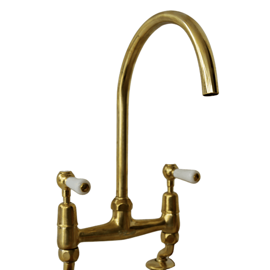 Solid brass Pillar Kitchen mixer with porcelain handles