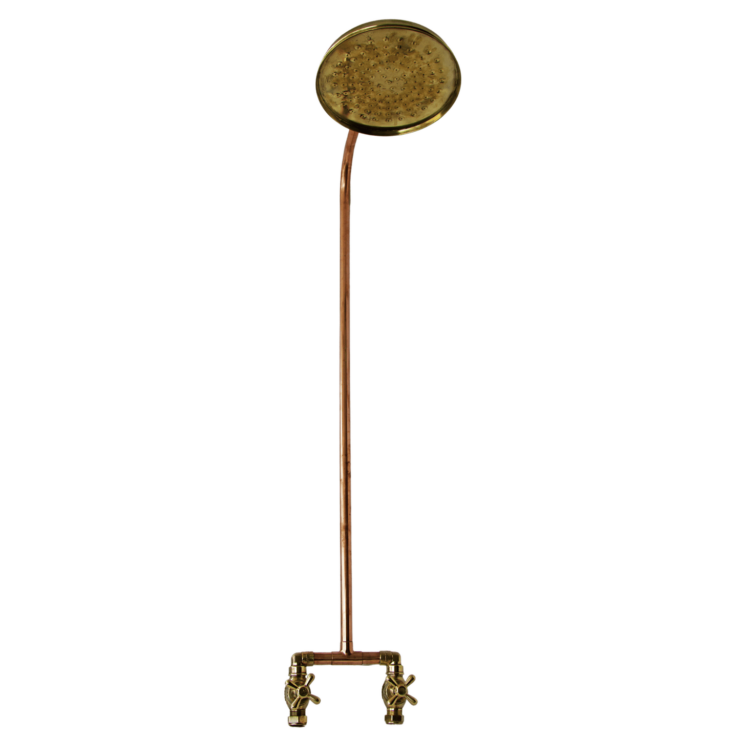 Exposed solid 3/4 brass and copper shower set with straight finish and big rose