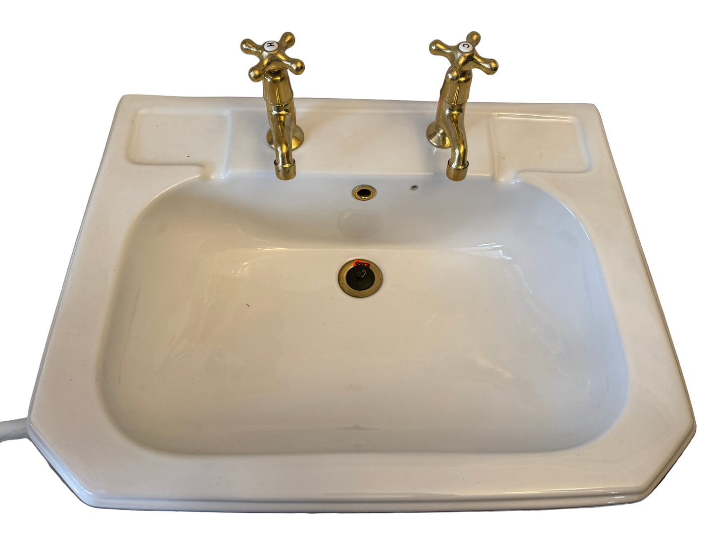 Vintage basin with Solid Brass Basin Taps and Solid Brass Basin Grating