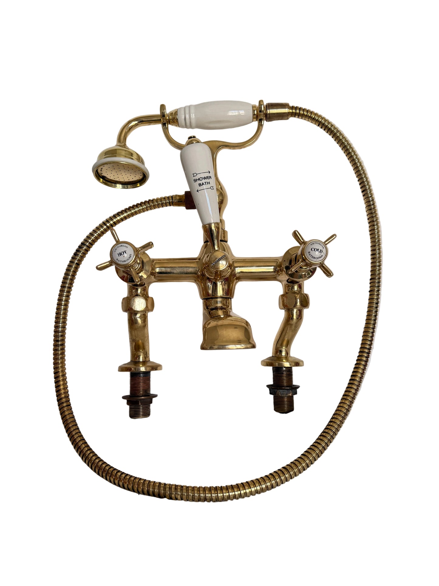 Black Victorian Clawfoot Bathtub with Solid Brass Pillar Mounted Bath Mixer