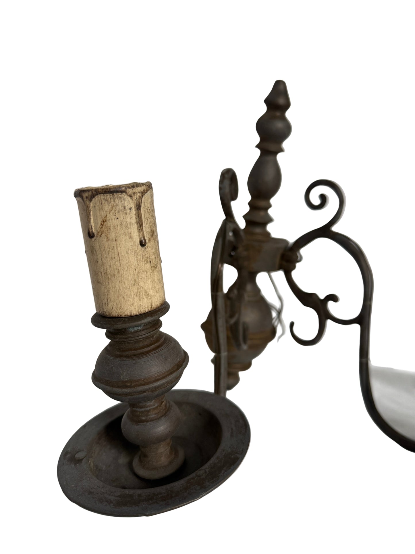 Vintage-Style Two-Arm Wall Sconce in Antique Brass