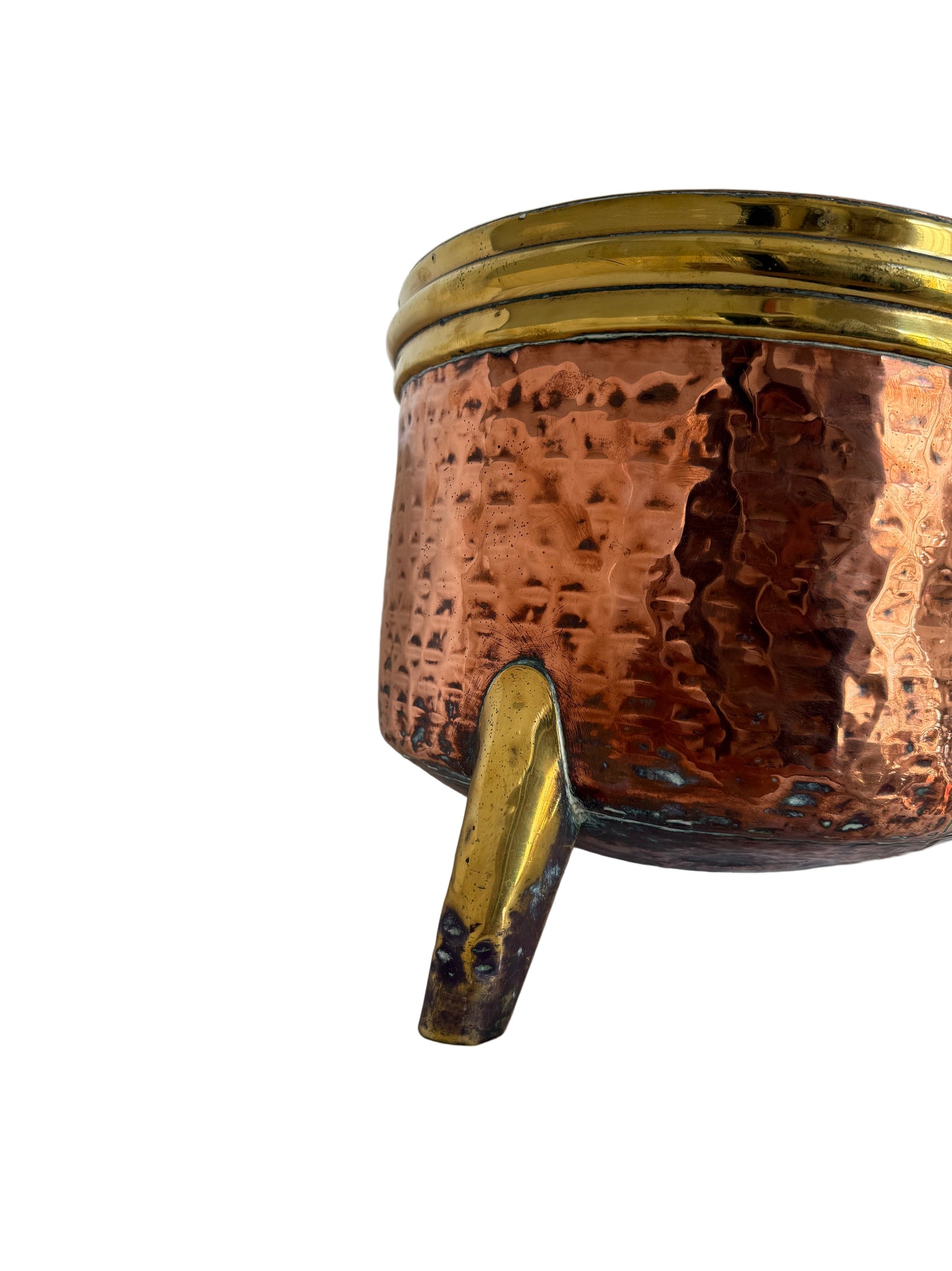 19th-Century Copper and Brass Coal Bucket or Planter