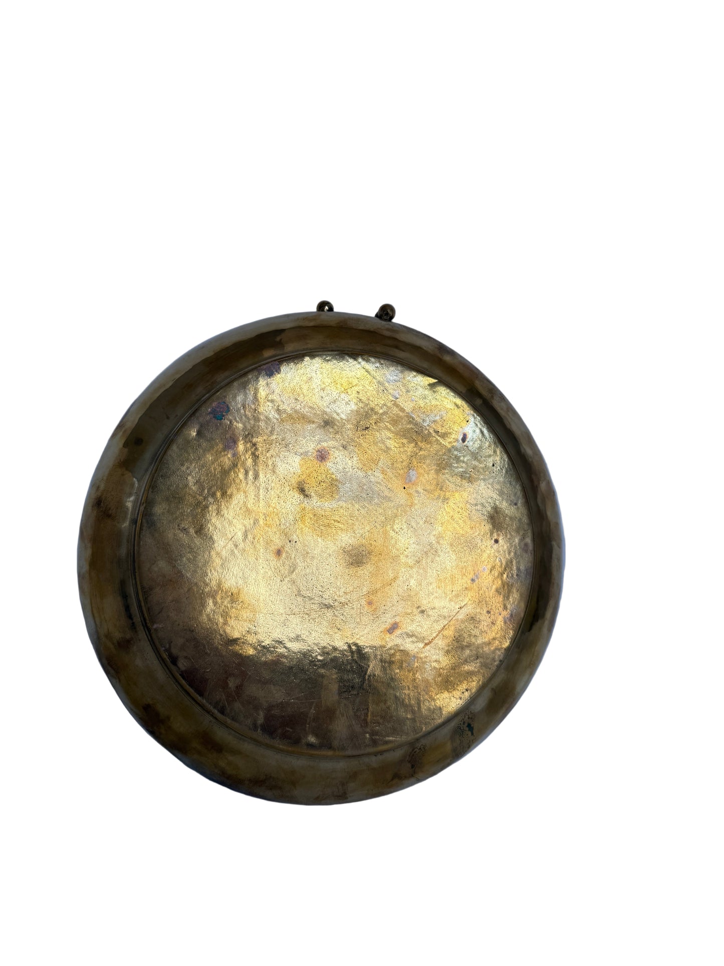 Vintage Hammered Brass Bowl with Rope-and-Tassel Design