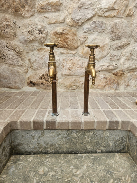 Bespoke Solid Copper and Brass Pillar Taps Installed in a Private Residence
