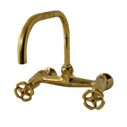 Solid brass wall mounted kitchen mixer