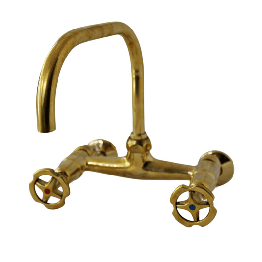 Solid brass wall mounted kitchen mixer