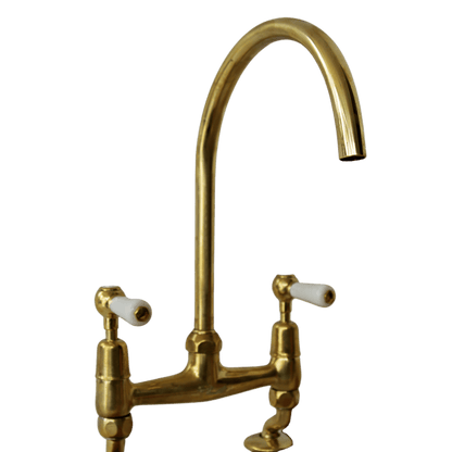 Solid brass Pillar Kitchen mixer with porcelain handles