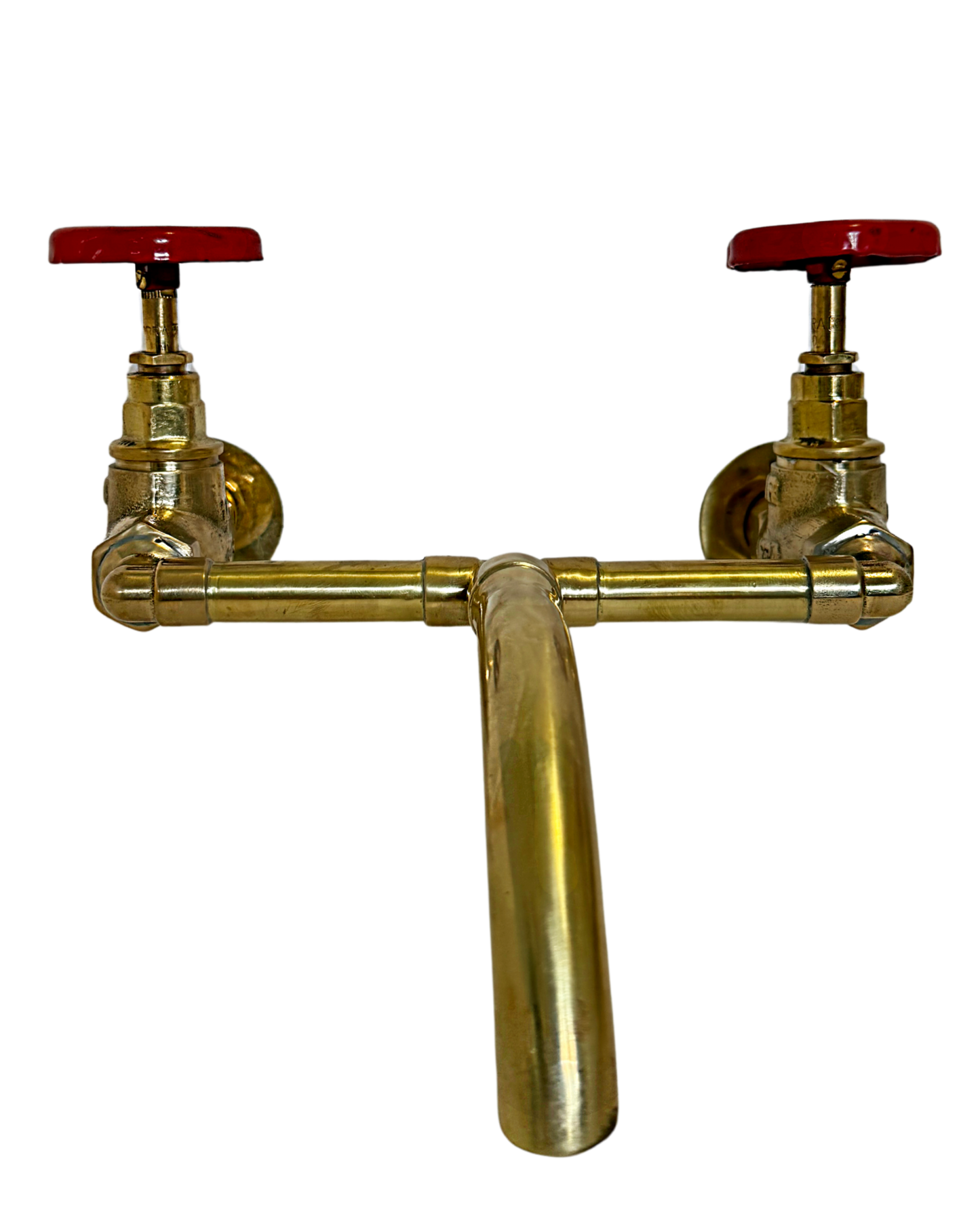 Solid brass Wall Mounted Kitchen mixer with bespoke gate valve handles