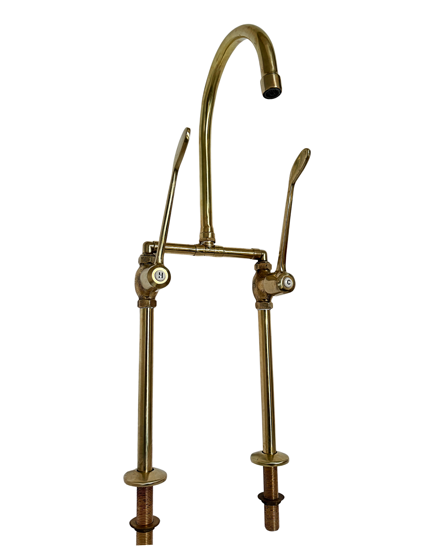 Solid Brass Pillar Kitchen Mixer With Swing Lever  Handles