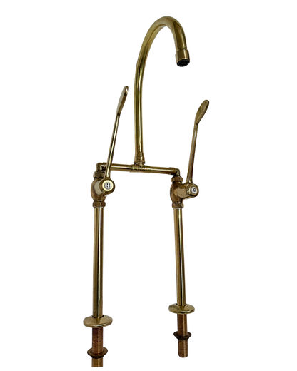 Solid Brass Pillar Kitchen Mixer With Swing Lever  Handles