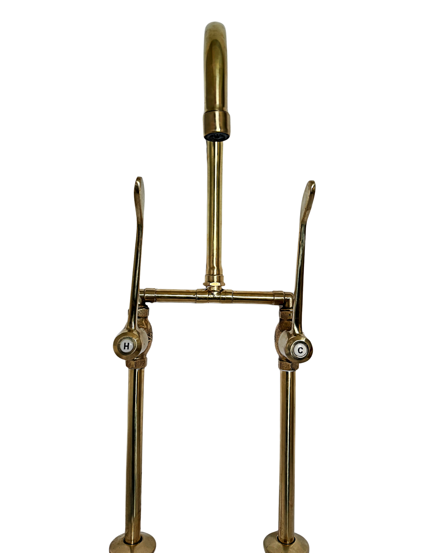 Solid Brass Pillar Kitchen Mixer With Swing Lever  Handles