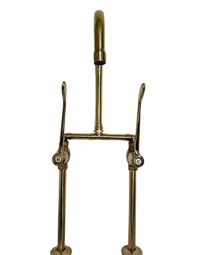 Solid Brass Pillar Kitchen Mixer With Swing Lever  Handles