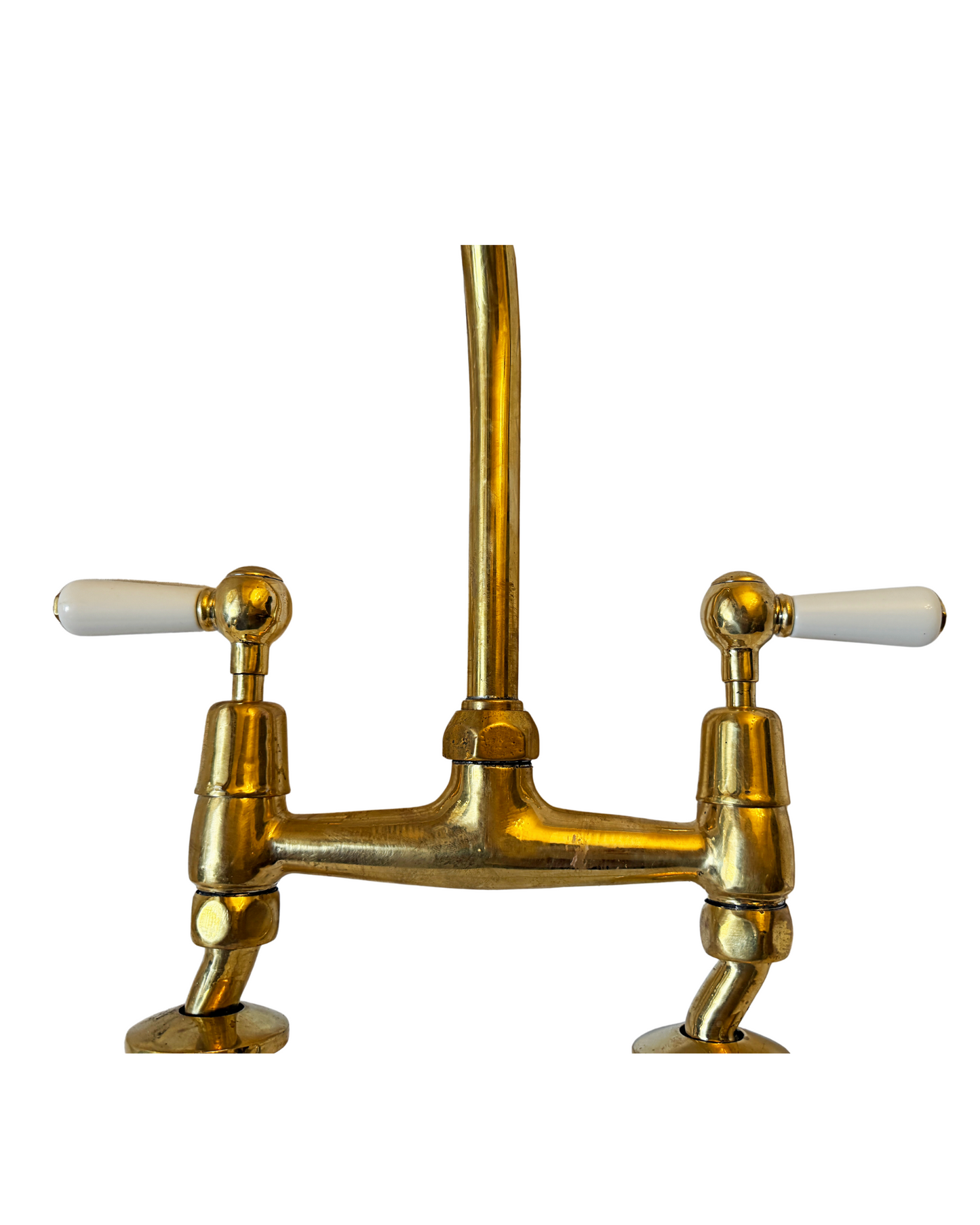 Solid Brass Kitchen Mixer with Porcelain Handles