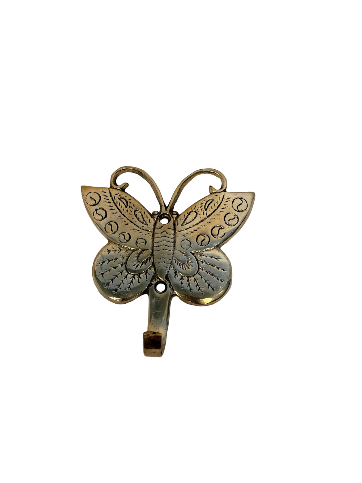 Antique-Style Solid Brass Butterfly Wall-Mounted Coat and Key Hook