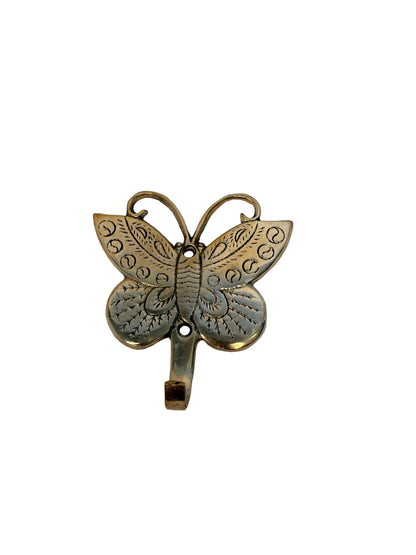 Antique-Style Solid Brass Butterfly Wall-Mounted Coat and Key Hook