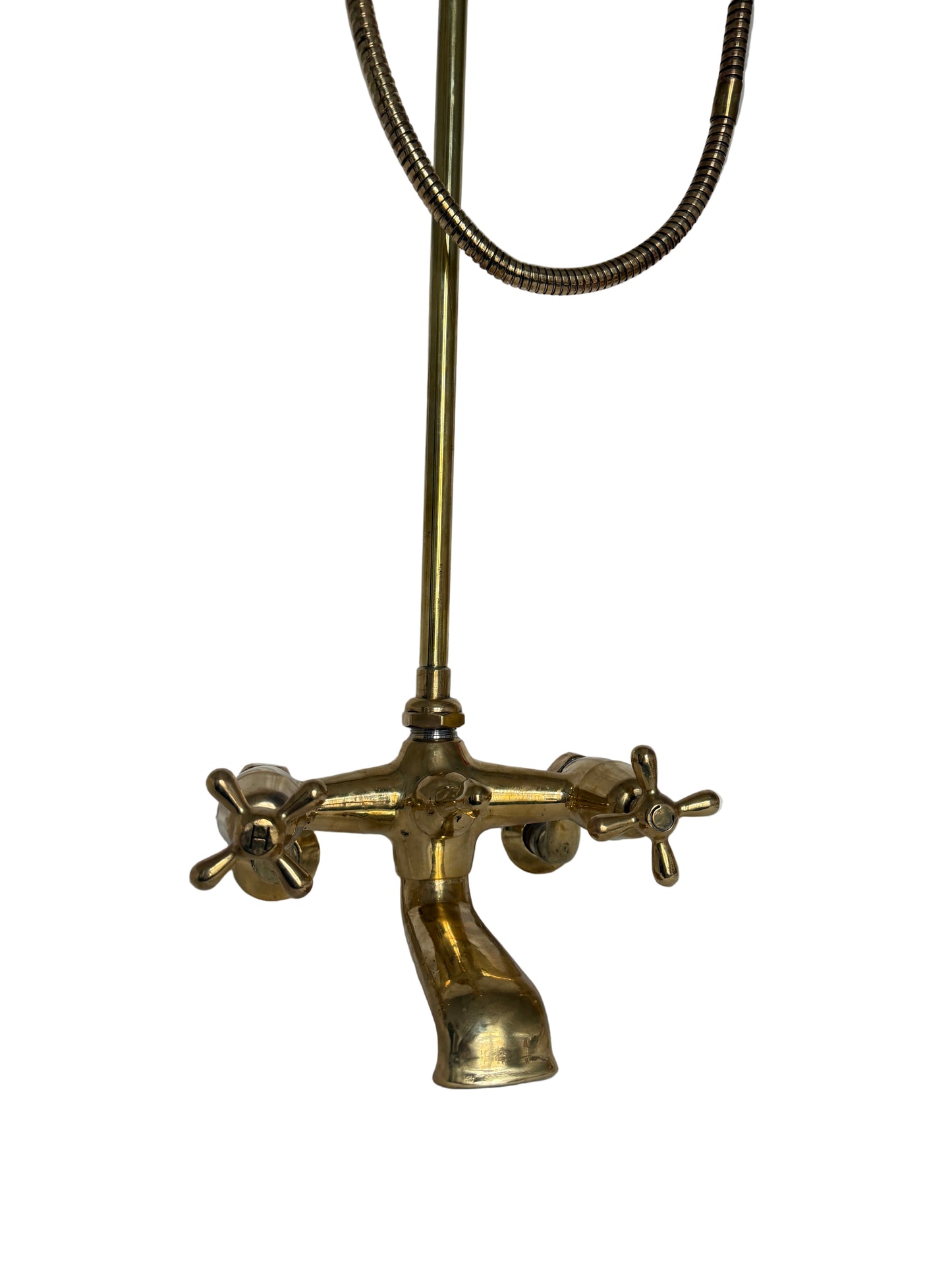 Exposed Solid Brass shower unit with hand shower and bath mixer attached