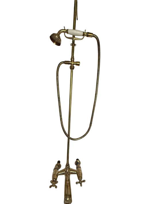 Exposed Solid Brass shower unit with hand shower and bath mixer attached