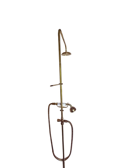 Exposed Solid Brass shower unit with hand shower and bath mixer attached