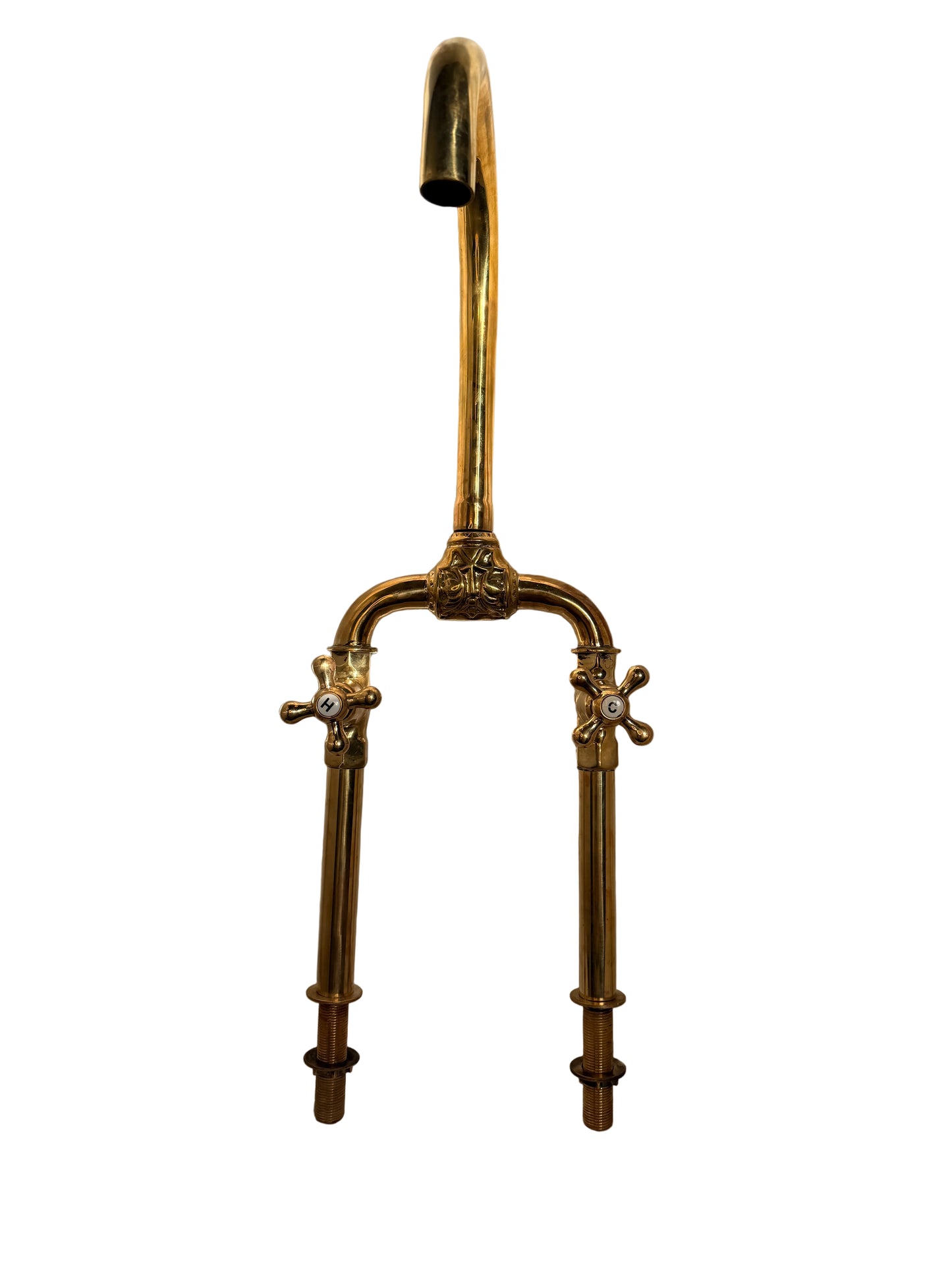 Solid Brass Customised Pillar Kitchen Mixer with Traditional Cross Handles