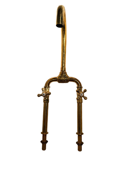Solid Brass Customised Pillar Kitchen Mixer with Traditional Cross Handles