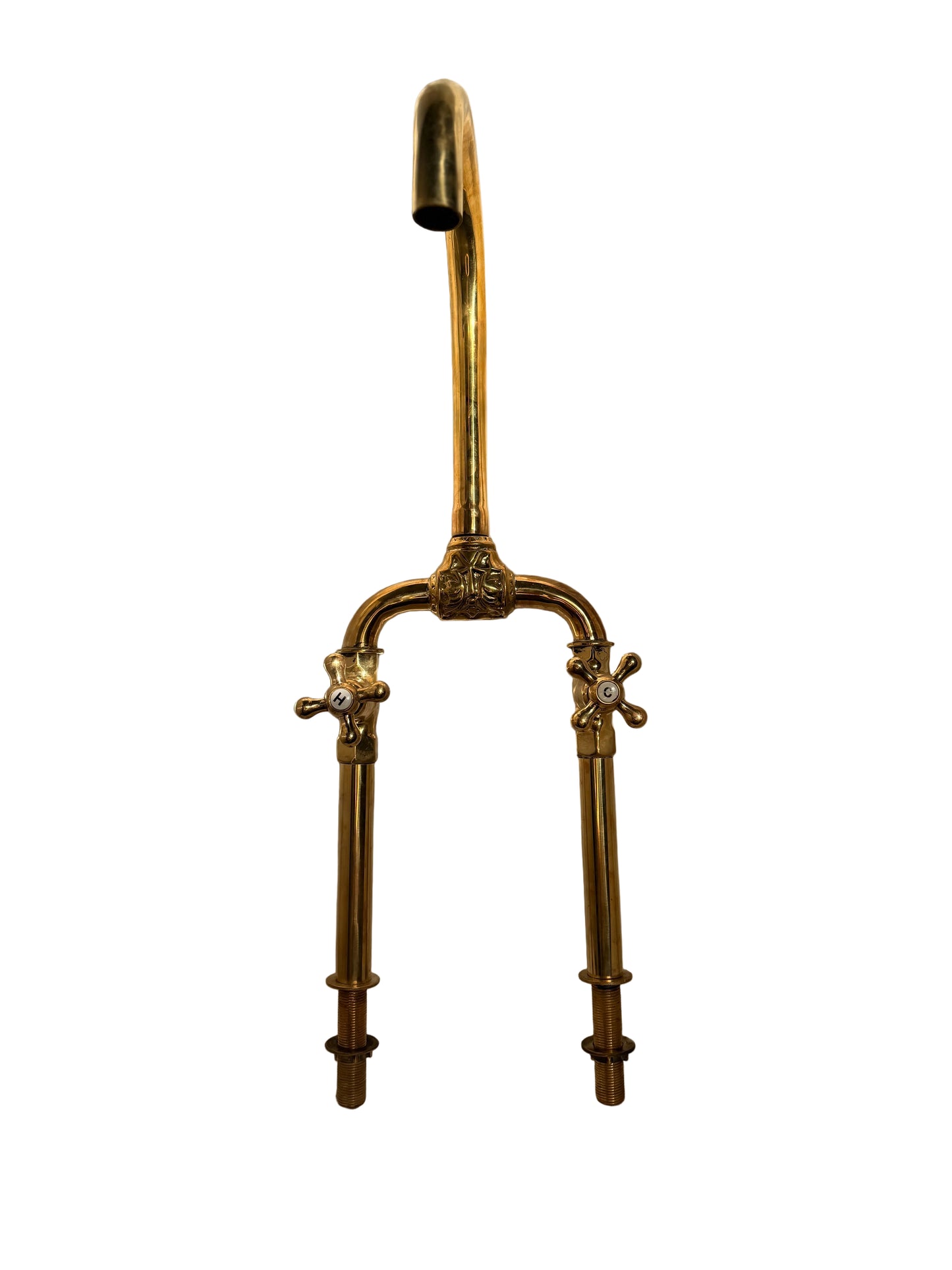 Solid Brass Customised Pillar Kitchen Mixer with Traditional Cross Handles