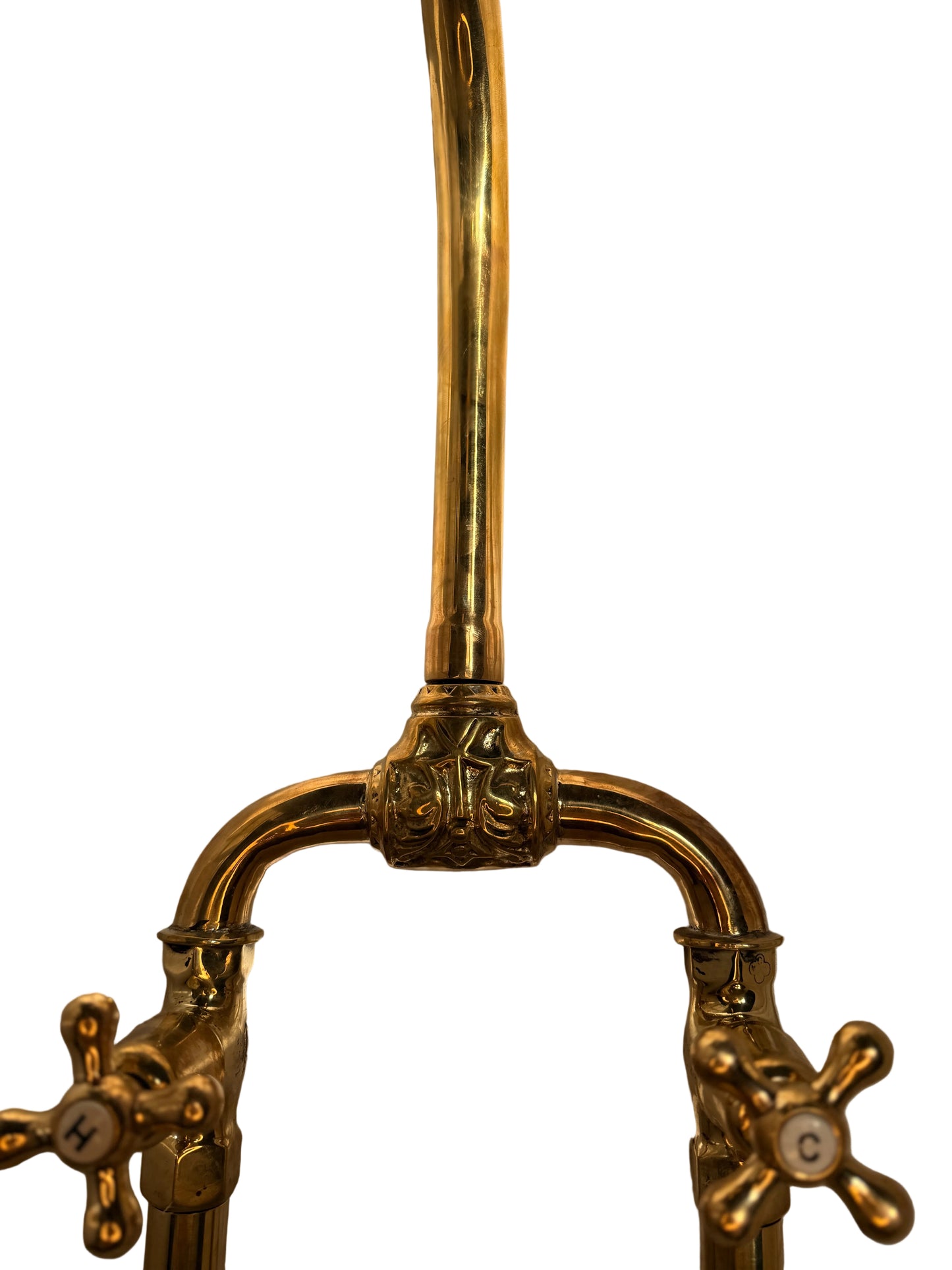 Solid Brass Customised Pillar Kitchen Mixer with Traditional Cross Handles