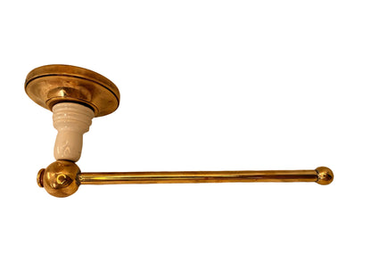 Solid Brass Toilet Roll Holder with White Ceramic Accent