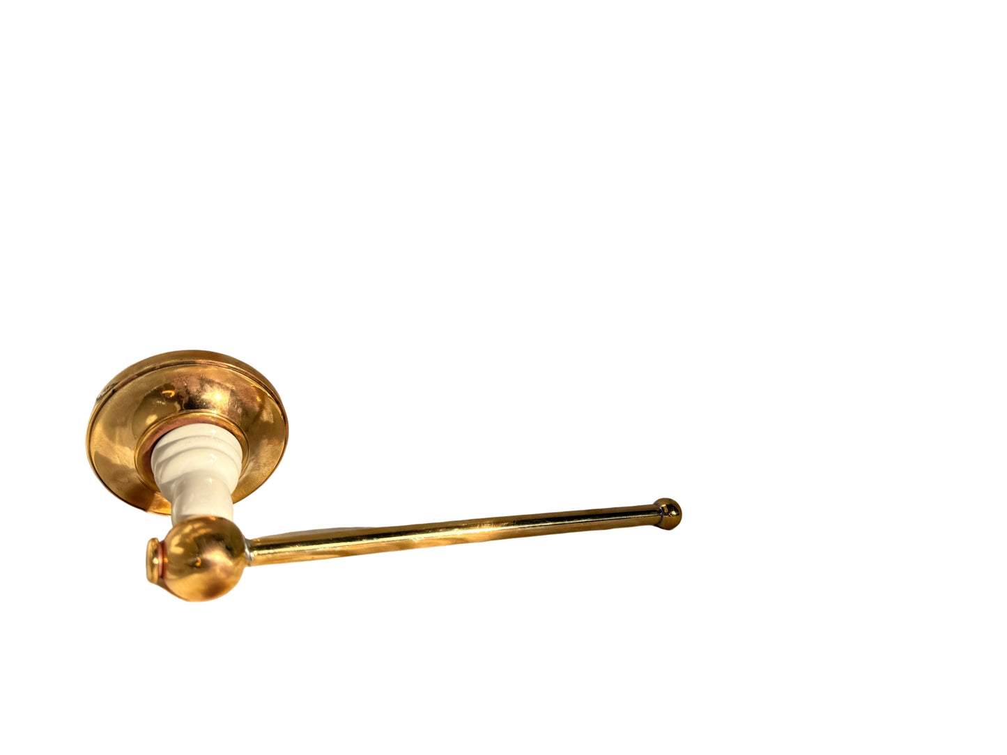 Solid Brass Toilet Roll Holder with White Ceramic Accent