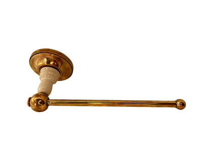 Solid Brass Toilet Roll Holder with White Ceramic Accent
