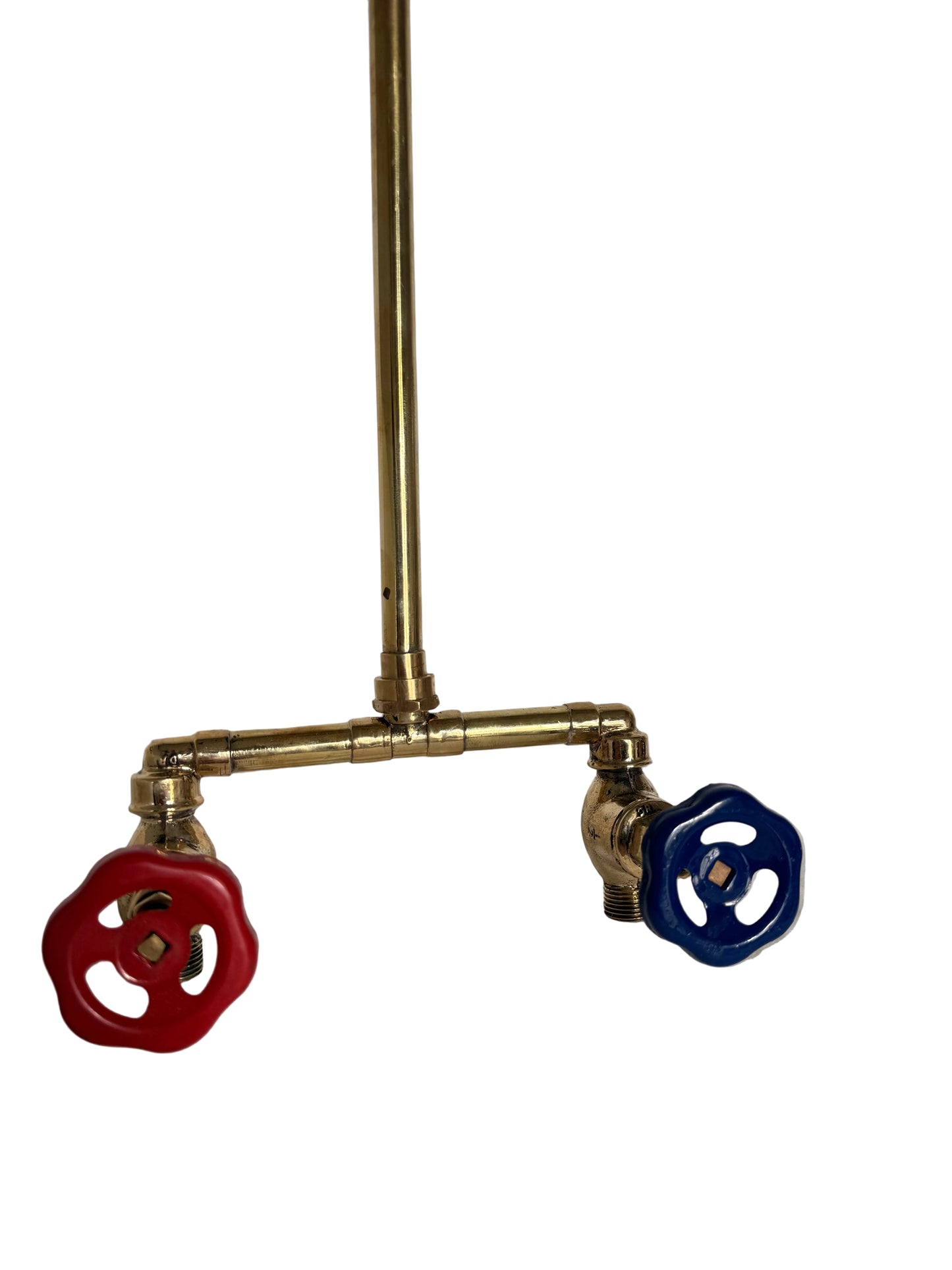 Exposed Solid Brass Shower Set with Straight Finish & Bespoke Gate Valve Handles