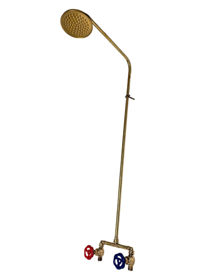 Exposed Solid Brass Shower Set with Straight Finish & Bespoke Gate Valve Handles