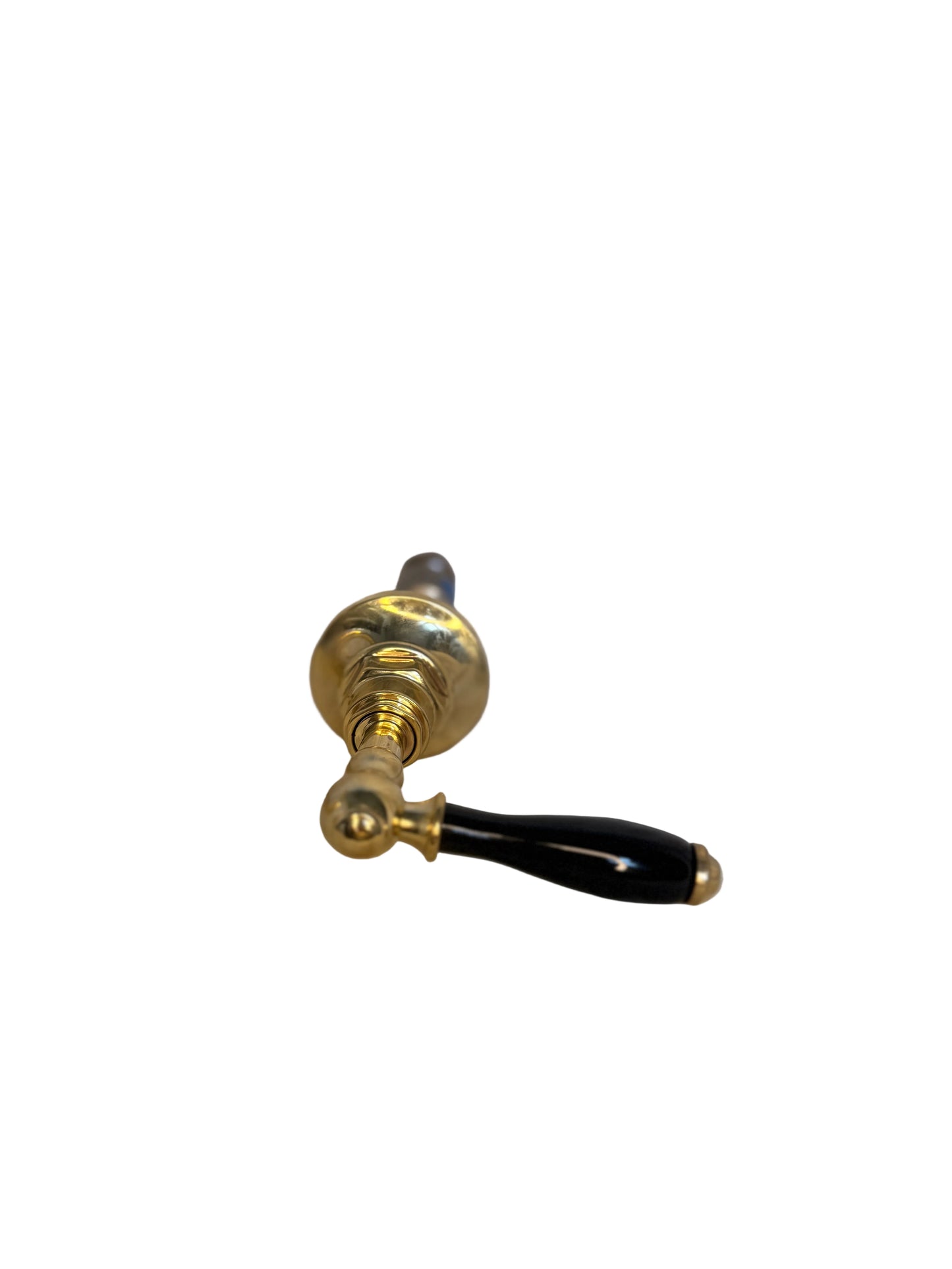 Antique Brass Wall-Mounted Basin Mixer with Black Lever Handles