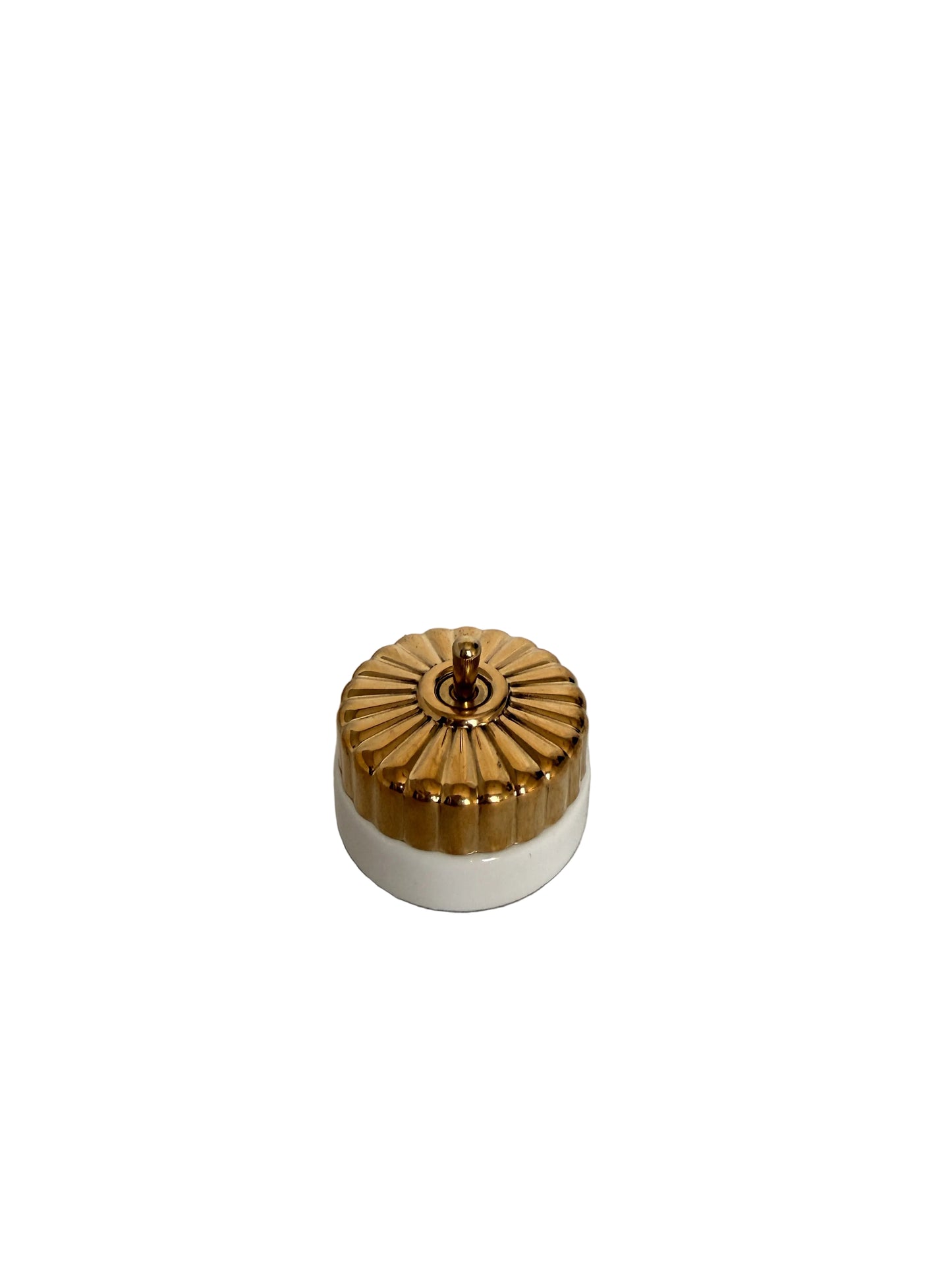 Vintage-Style Brass & White Ceramic Toggle Light Switch
