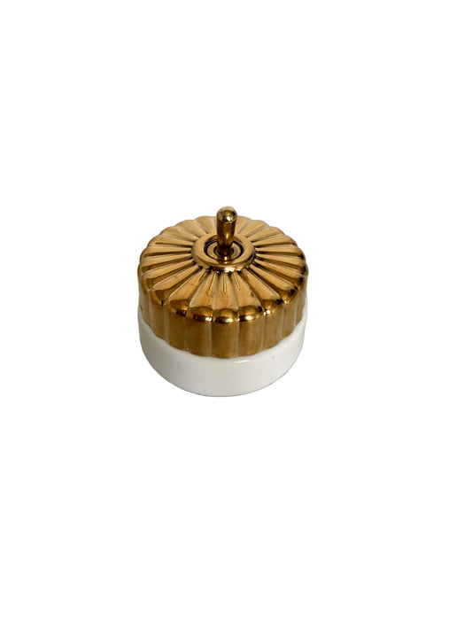 Vintage-Style Brass & White Ceramic Toggle Light Switch