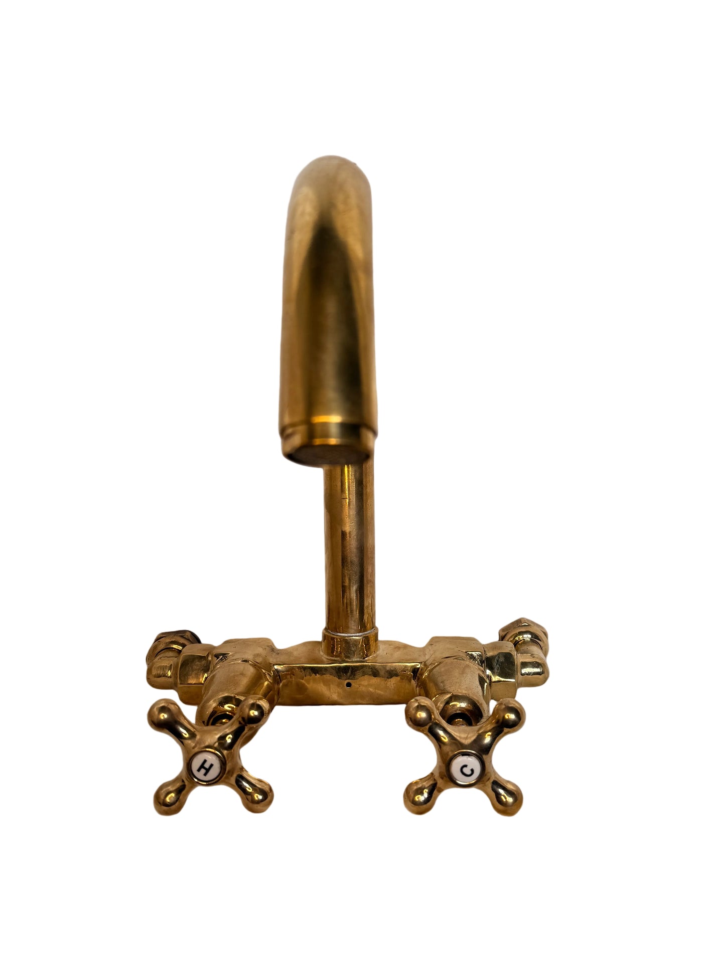 Solid Brass Customised Wall Mounted Kitchen Mixer with White Porcelain Indices
