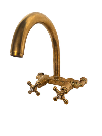 Solid Brass Customised Wall Mounted Kitchen Mixer with White Porcelain Indices