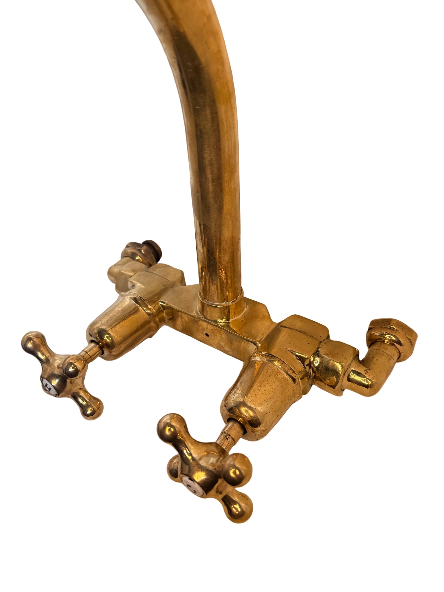 Solid Brass Customised Wall Mounted Kitchen Mixer with White Porcelain Indices