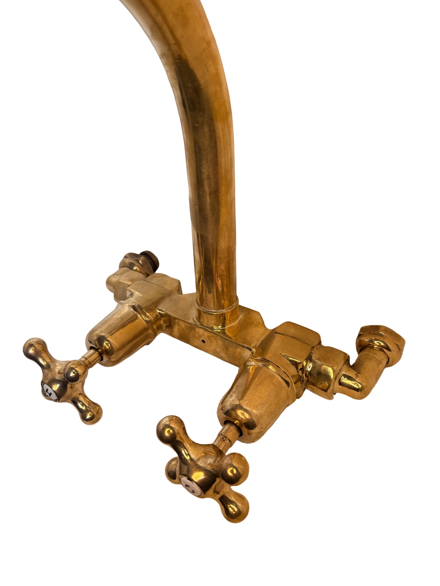 Solid Brass Customised Wall Mounted Kitchen Mixer with White Porcelain Indices