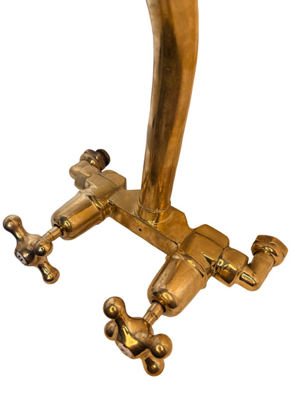 Solid Brass Customised Wall Mounted Kitchen Mixer with White Porcelain Indices