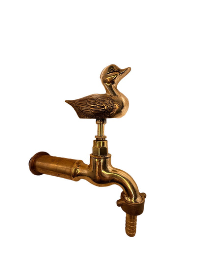 Vintage Solid Brass Garden Hose Tap with Duck Handle