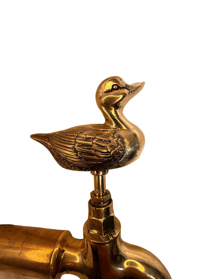 Vintage Solid Brass Garden Hose Tap with Duck Handle