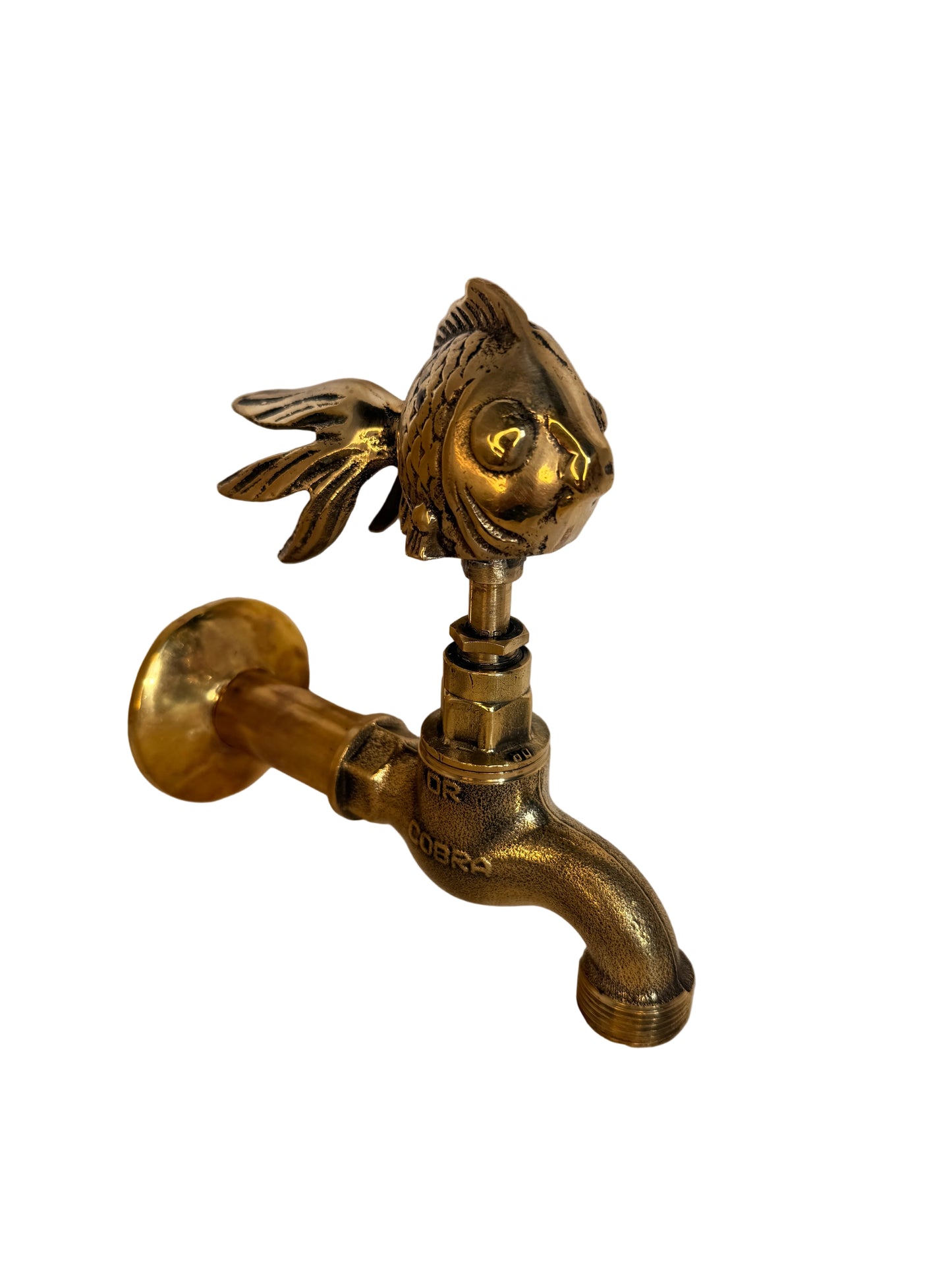 Vintage Solid Brass Garden Hose Tap with Fish Handle