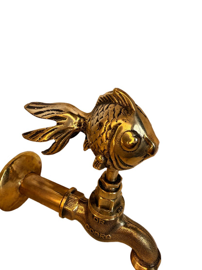 Vintage Solid Brass Garden Hose Tap with Fish Handle