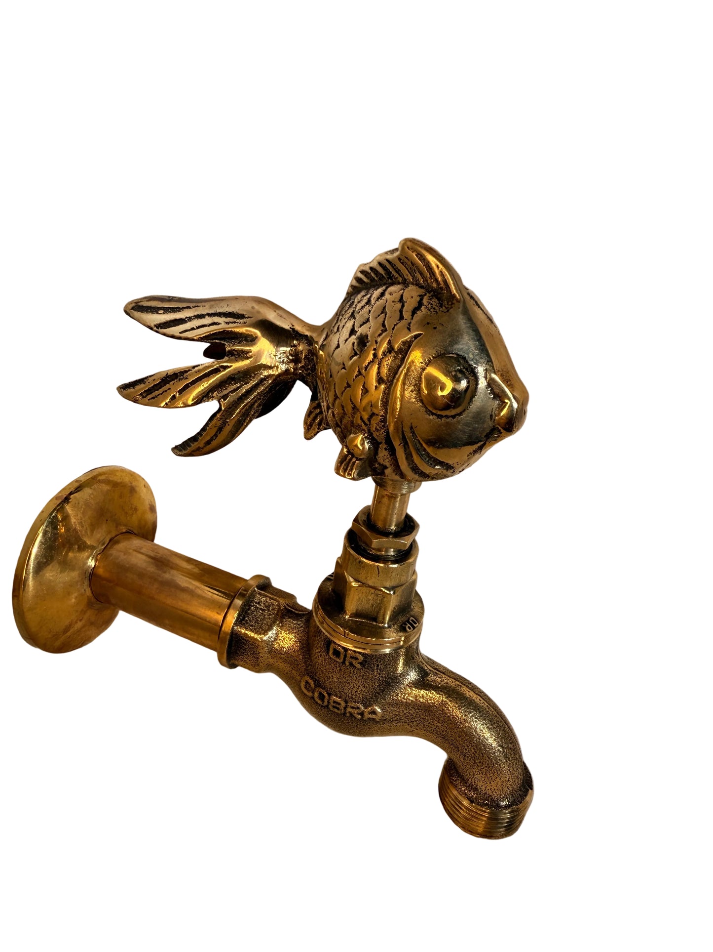 Vintage Solid Brass Garden Hose Tap with Fish Handle