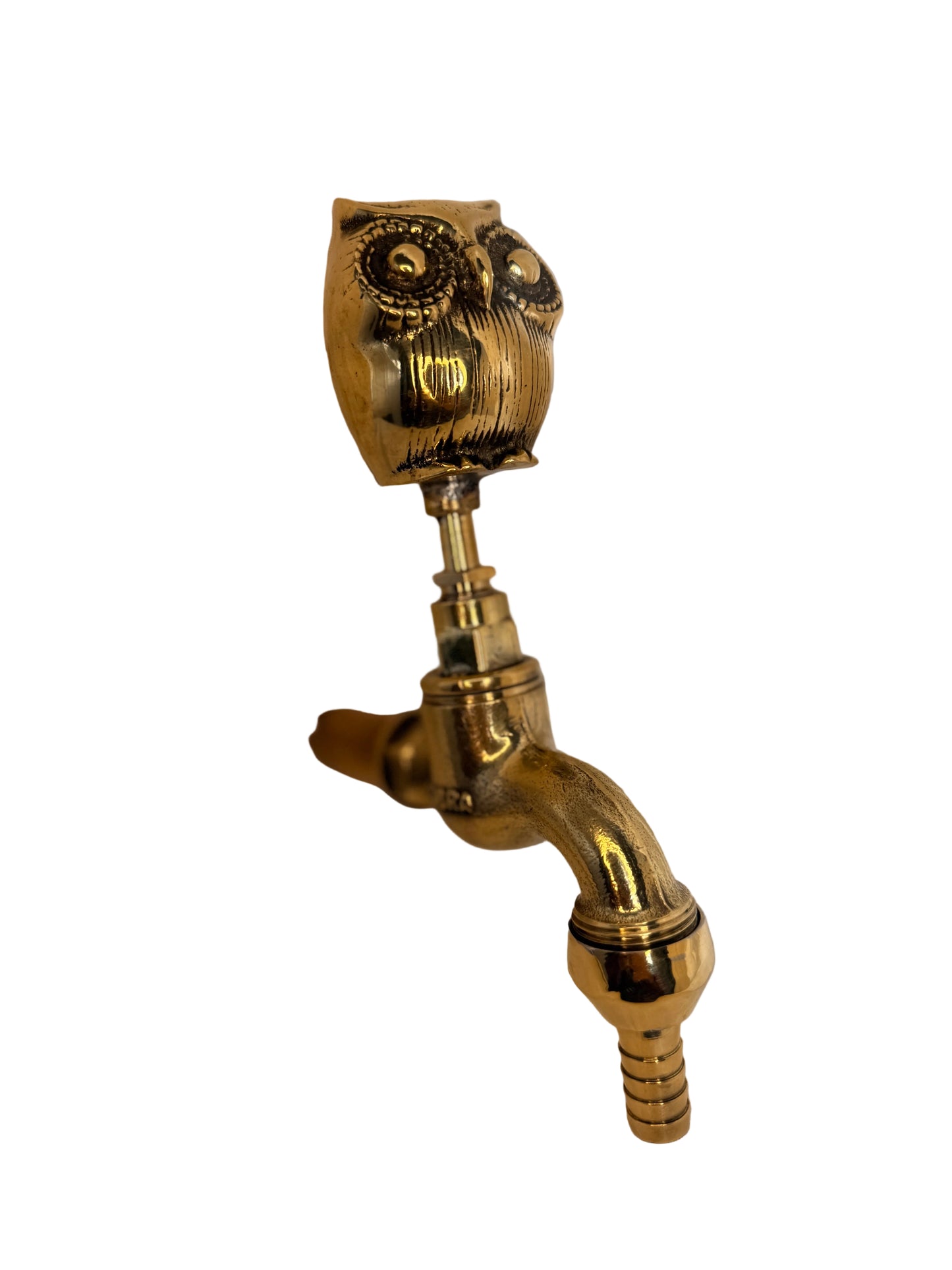 Vintage Solid Brass Garden Hose Tap with Owl Handle